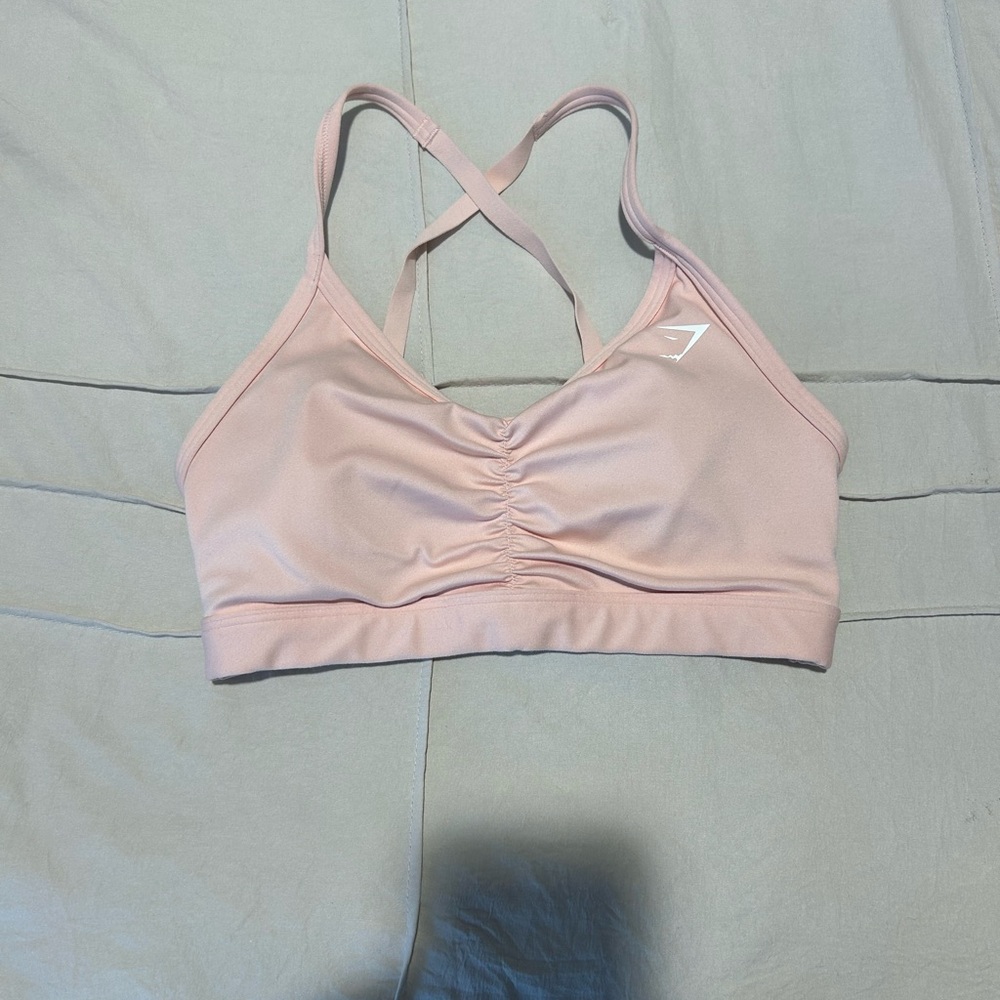 Gymshark Light Pink Ruched Sports Bra